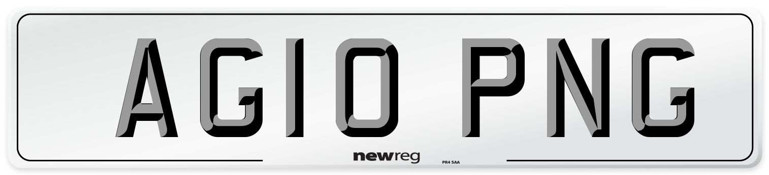 AG10 PNG Number Plate from New Reg